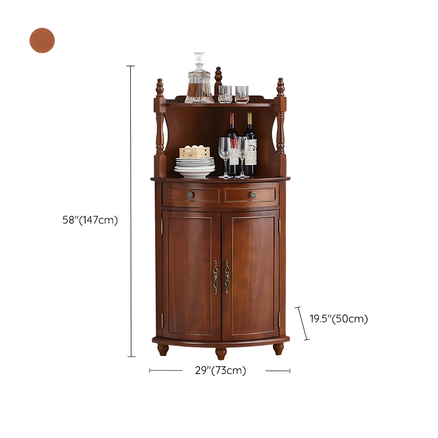 Mid-century Modern 1- Door Cabinet Wooden Corner Cabinet with Shelf - image 13