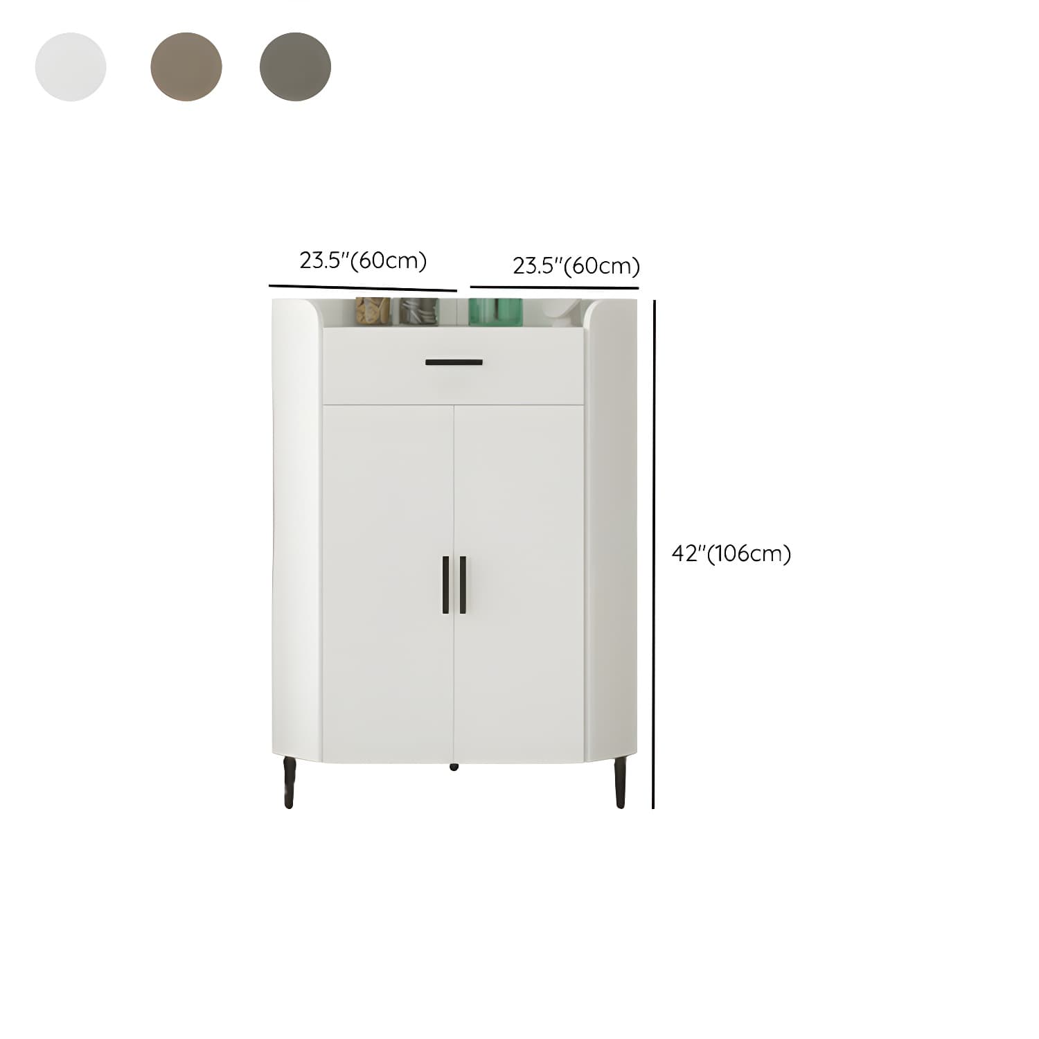 Small Modern Corner Accent Cabinet with Wood Counter Top, Drawers Included, and Metal Legs - image 13