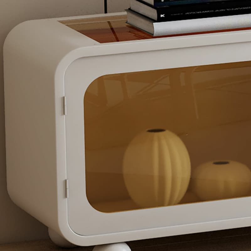 Modern Glass TV Stand with Open Shelving, Cabinet, and Low Profile Design - image 10