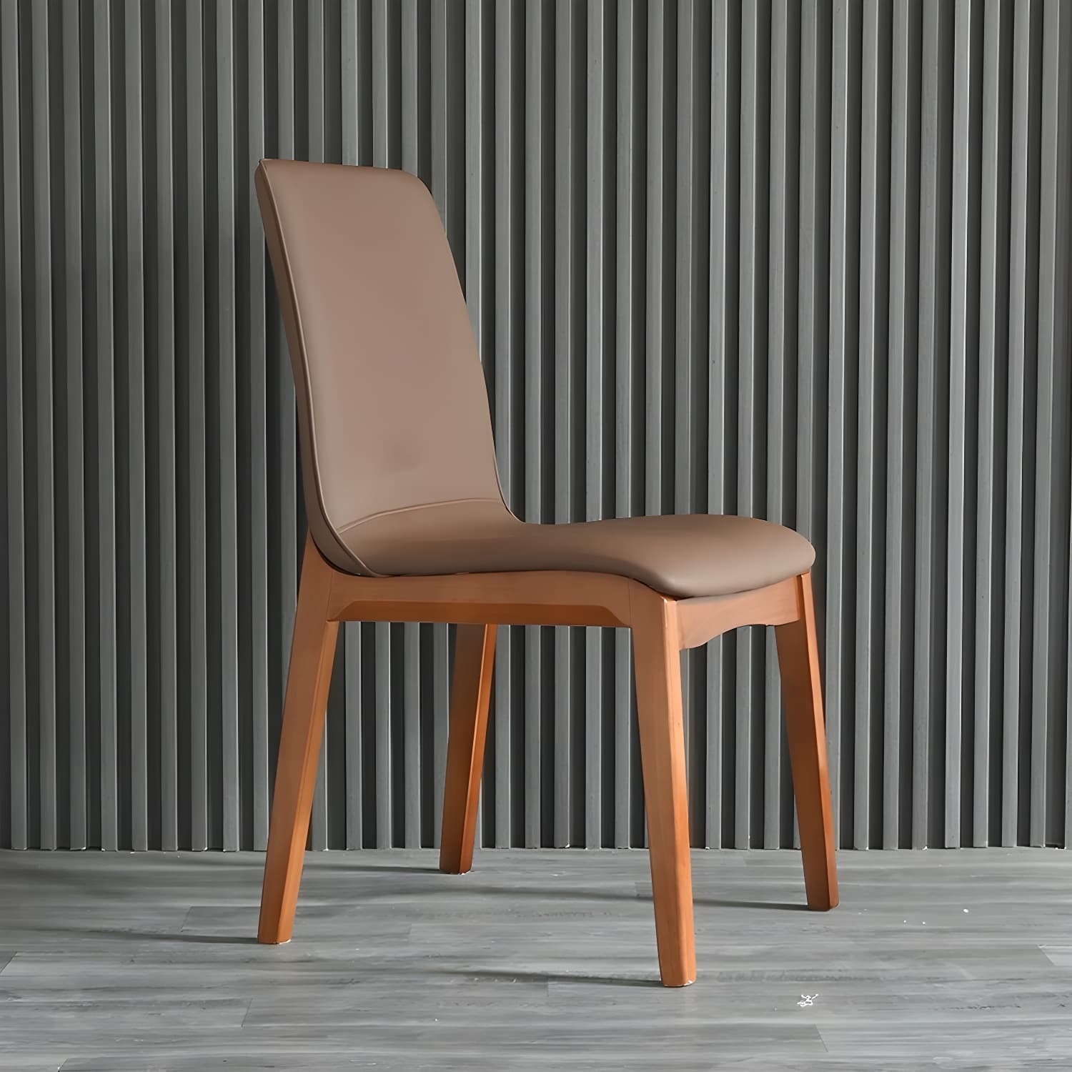 Modern Faux Leather Dining Chair with Solid Wood Legs for Dining Room