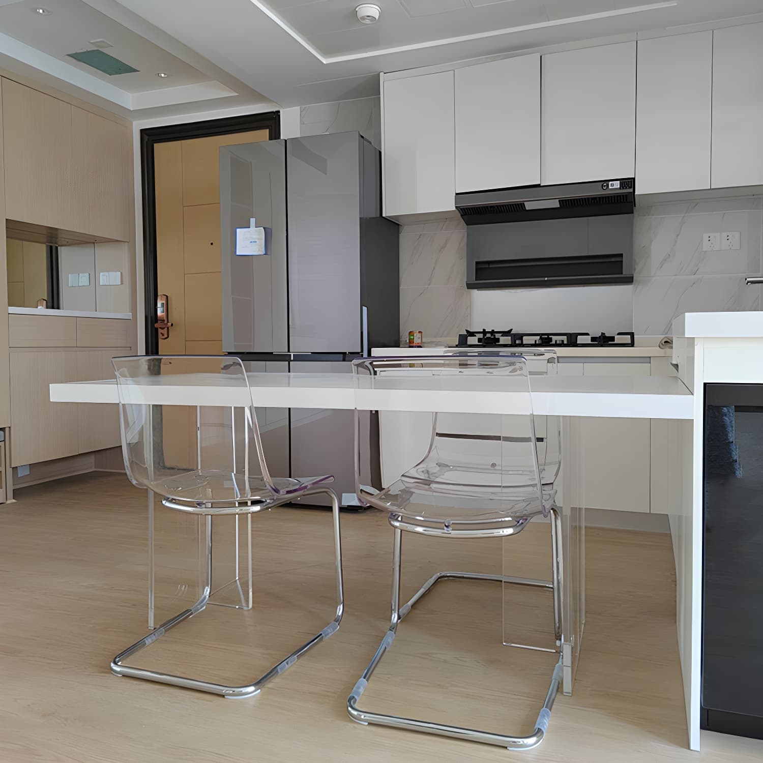 Scandinavian Style Silver Leg Plastic & Acrylic Side Chair for Kitchen & Dining - image 11