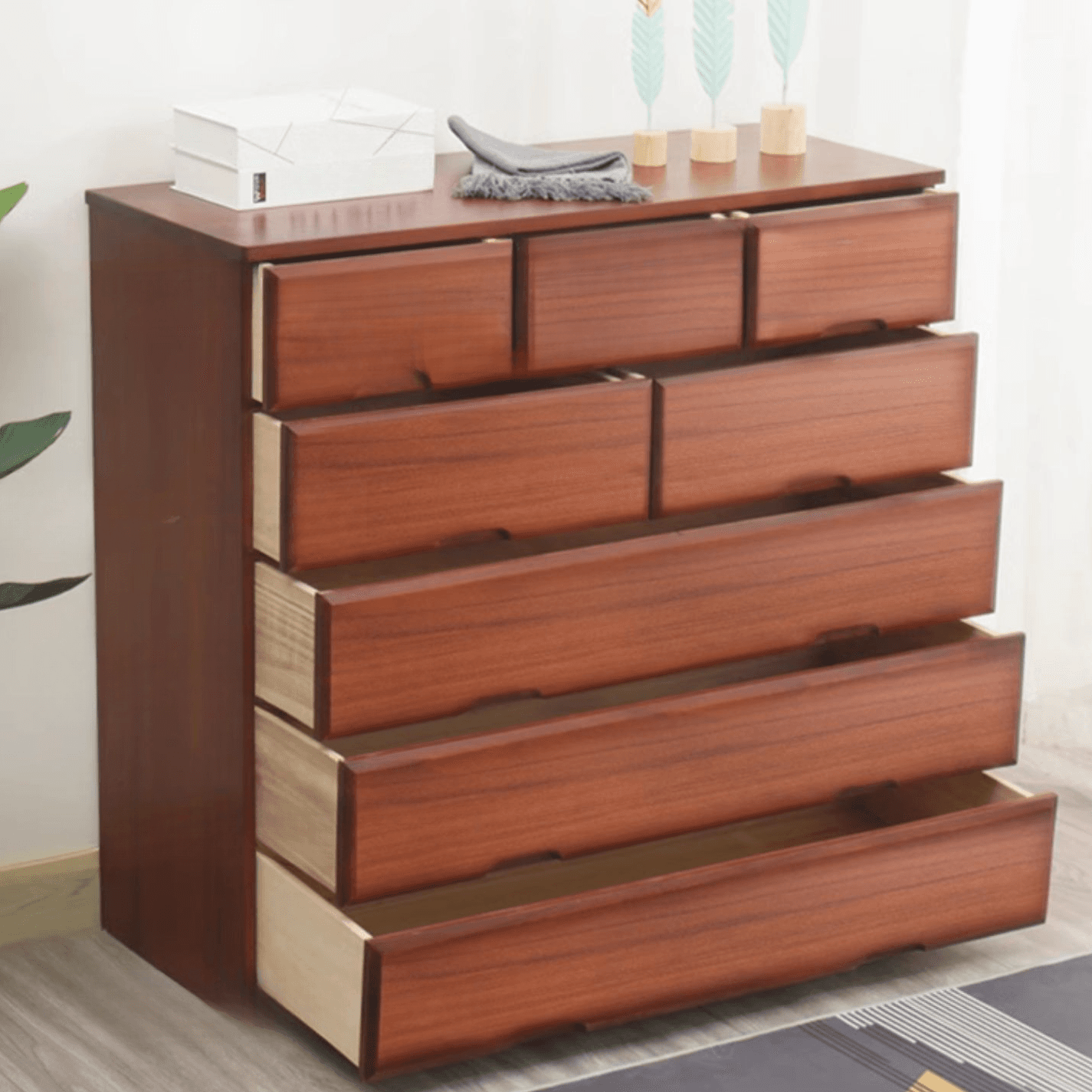 Sepia Minimalist Raw Wood Lingerie Chest/Dresser Vanity Combo with Multiple Drawers in Vertical/Horizontal Orientation - image 5