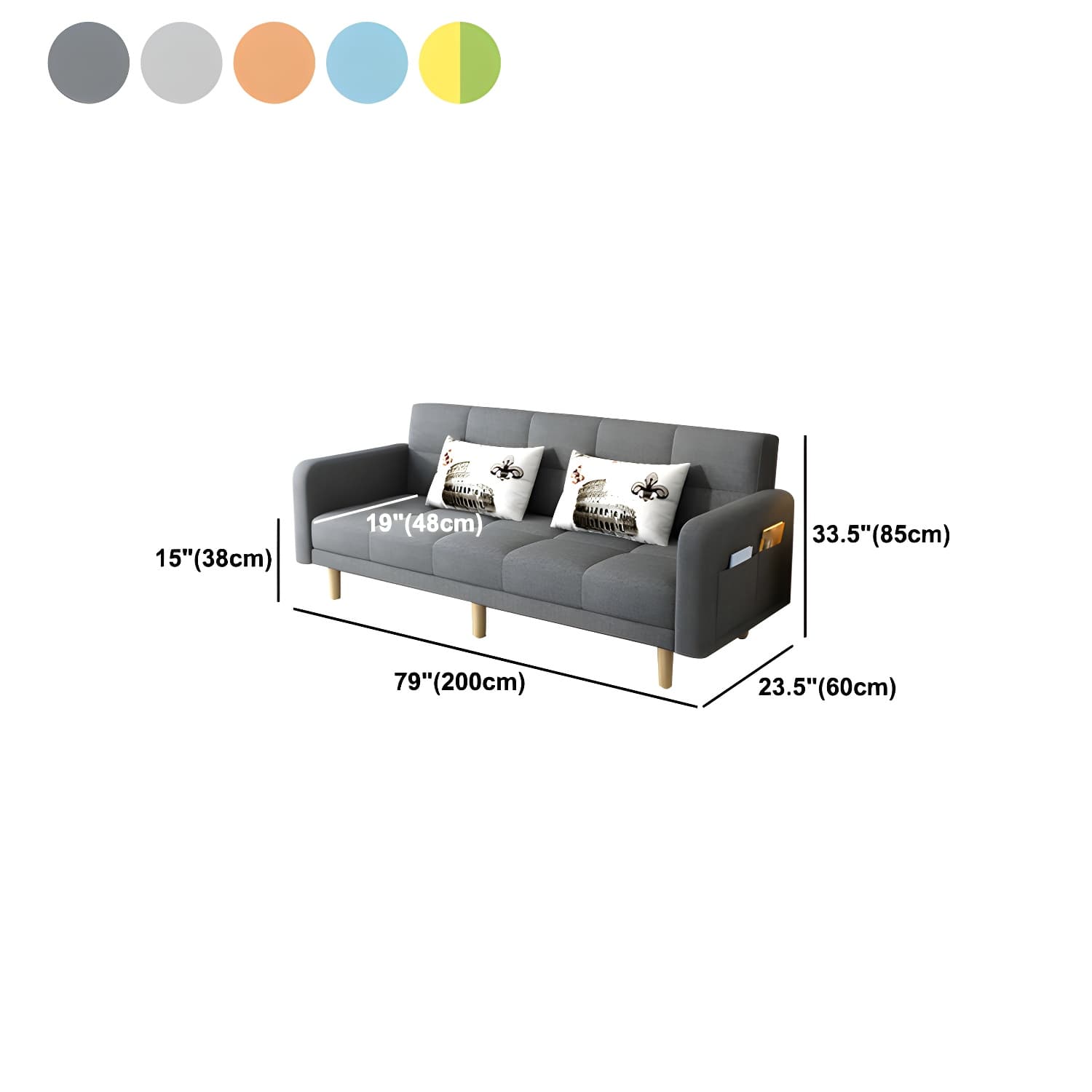 Contemporary Square Arm Sleeper Sofa Biscuit Back Convertible Sofa for Living Room - image 19