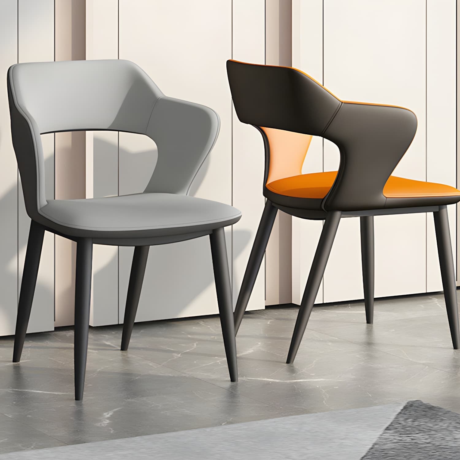 Metal Modern Indoor Side Chair with Arms Matte Finish Open Back Dining Chair - image 11