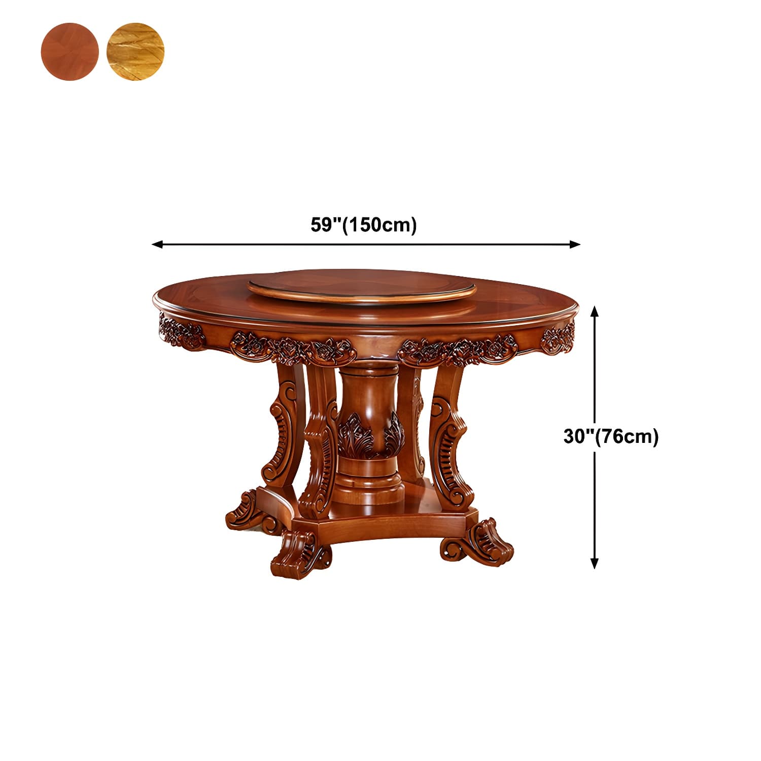 Rubberwood Base Victorian Round Table Pedestal Base Table for Dining Room - image 15