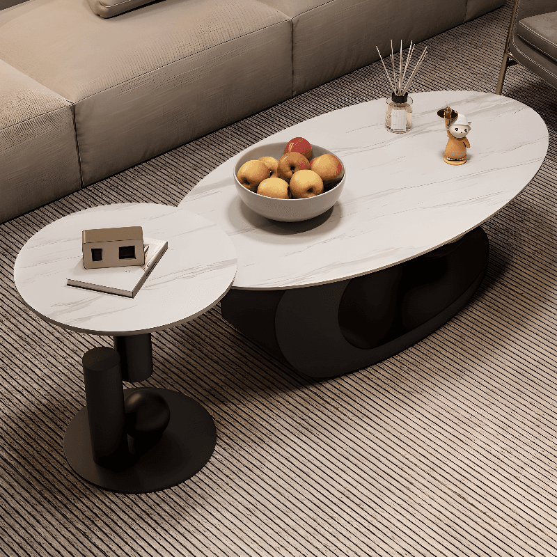 Single Stone Abstract Coffee Table with Chalk Top, Scratch-proofed and Oblong Shape for Indoor Use - image 4