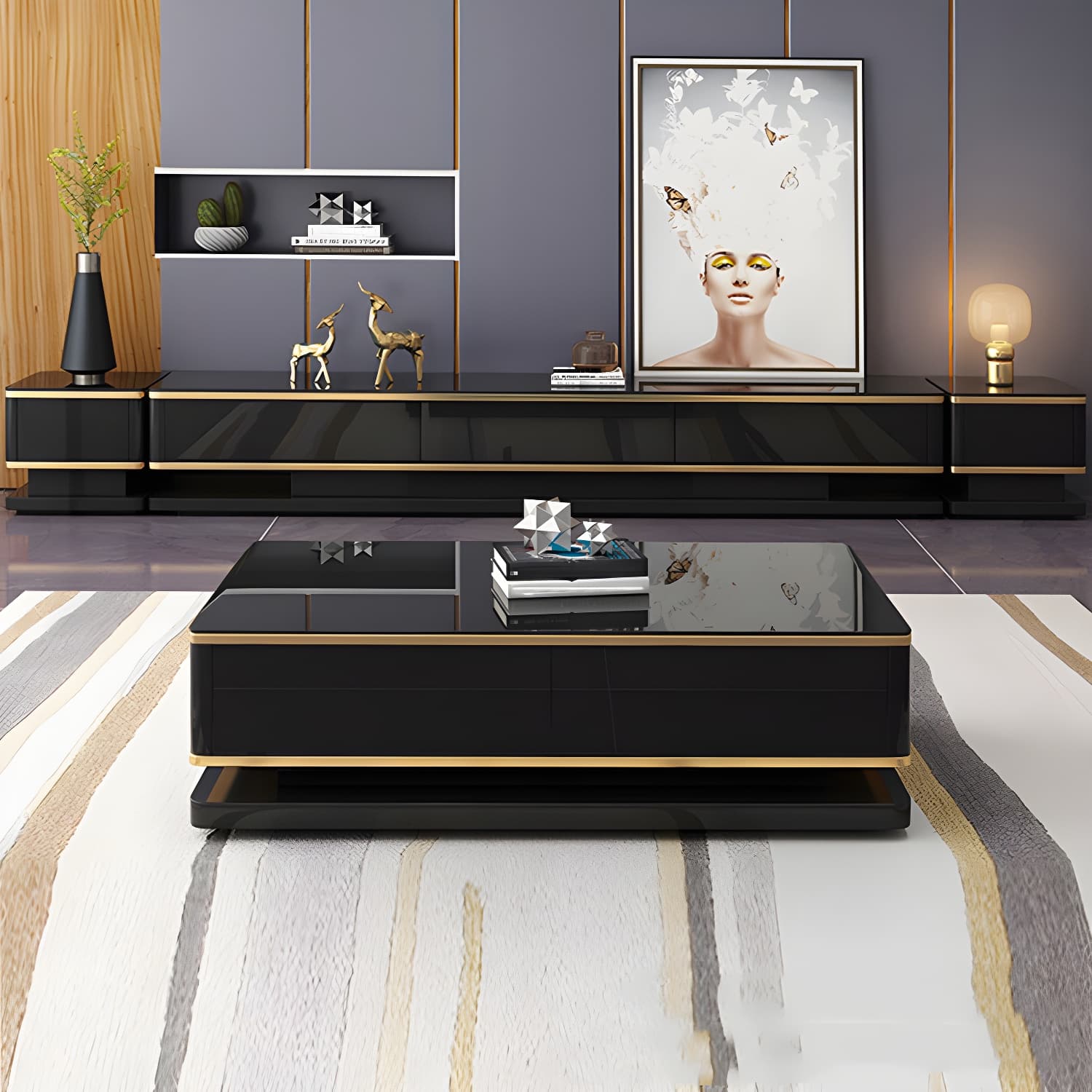 Luxurious 3-Drawer TV Stand Console 16.54-Inch H Glass TV Console - image 4