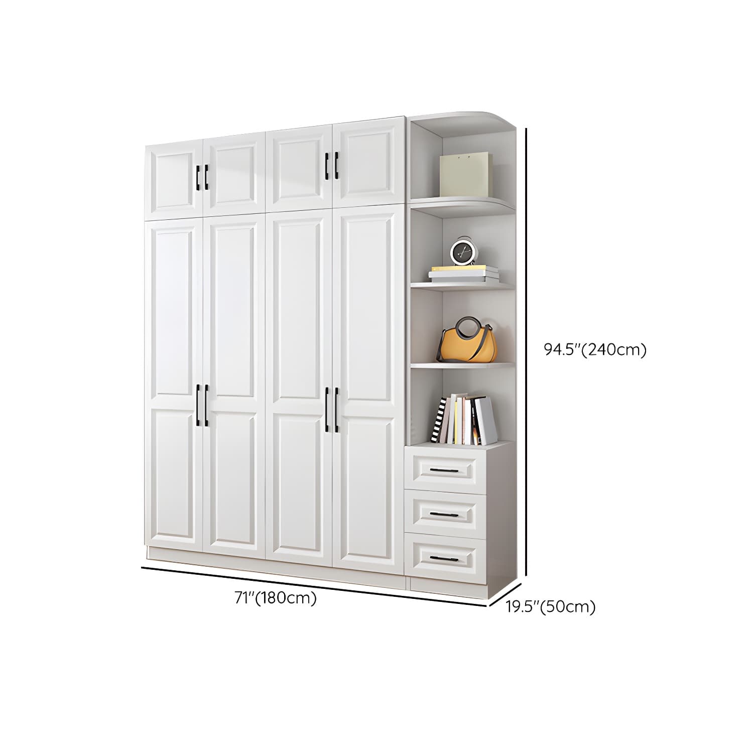 Modern White Wood Wardrobe Armoire with Shelves & Clothing Rod - Spacious and Stylish - image 33