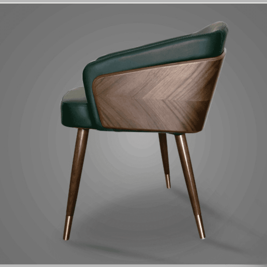 Bordered Reliable Upholstered Arm Chair with Solid Back and Wooden Legs for Dinette in a Lavish Style
