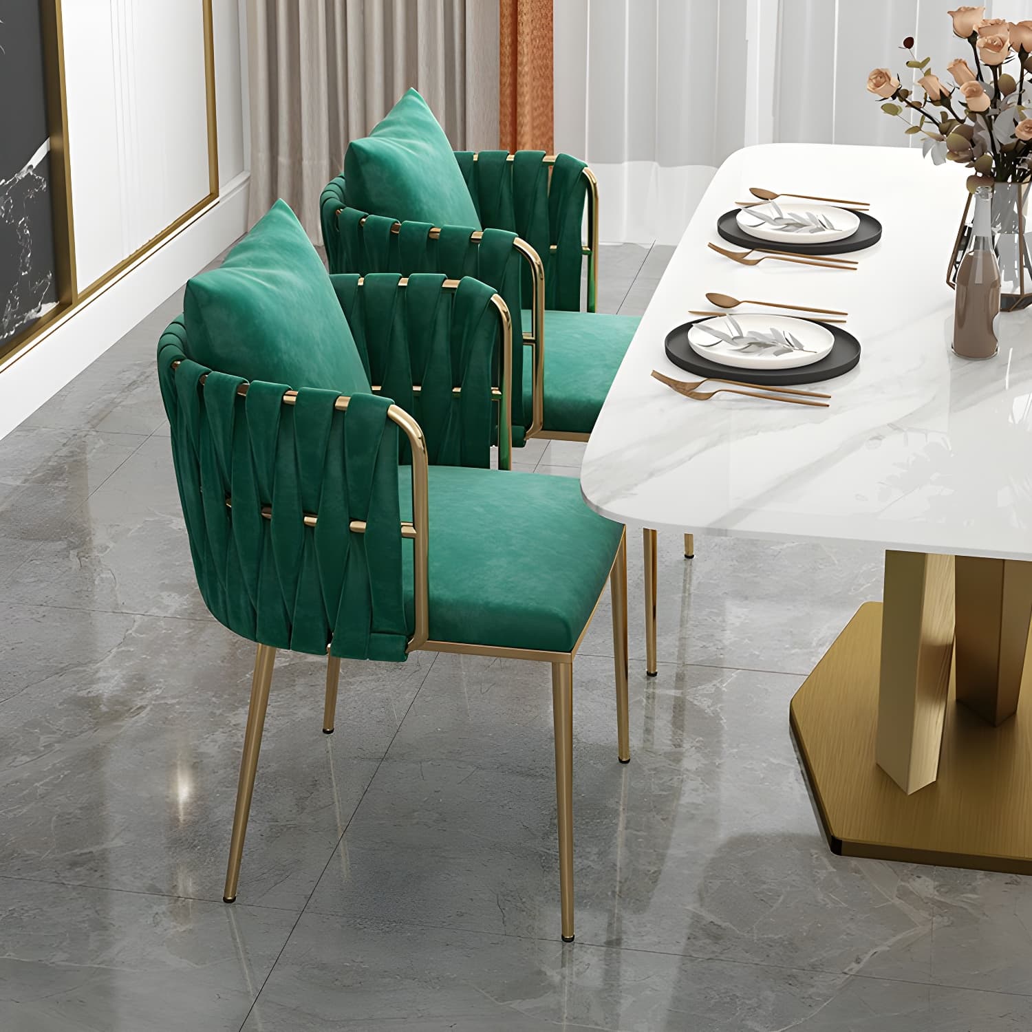 Contemporary Metal Dining Room Chairs Velvet Armless Dining Chairs for Home Use - image 8