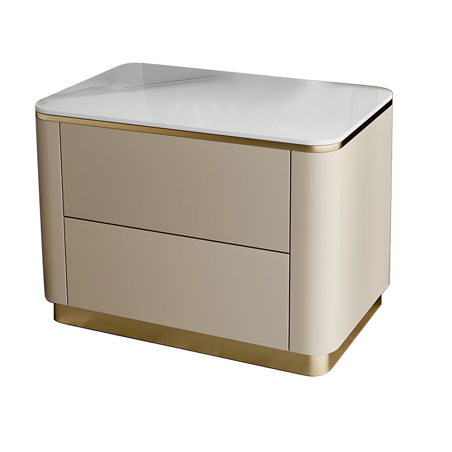 Glam Solid Wood Leather Outer Frame Accent Table Nightstand Drawer Storage Night Table - image 15