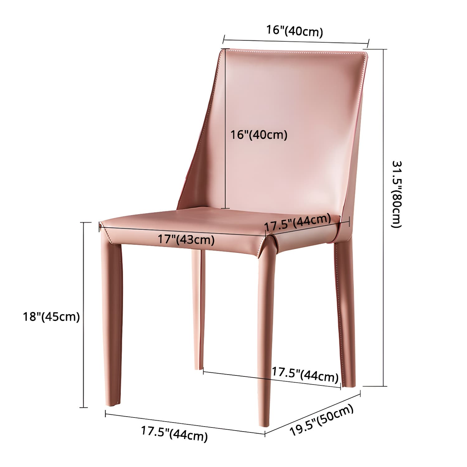 Designer Style Restaurant Saddle Leather Side Chair Matte Finish Parsons Dining Chair - image 20
