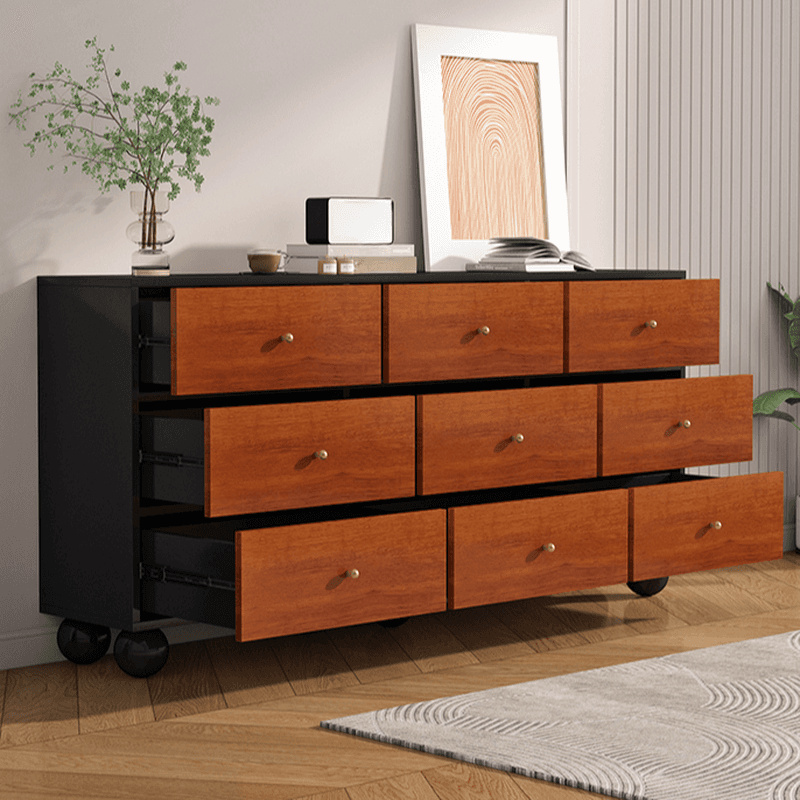 Cocoa Simple Manufactured Wood Console Dresser with 6 or 9 Drawers in Horizontal or Vertical Orientation - image 6