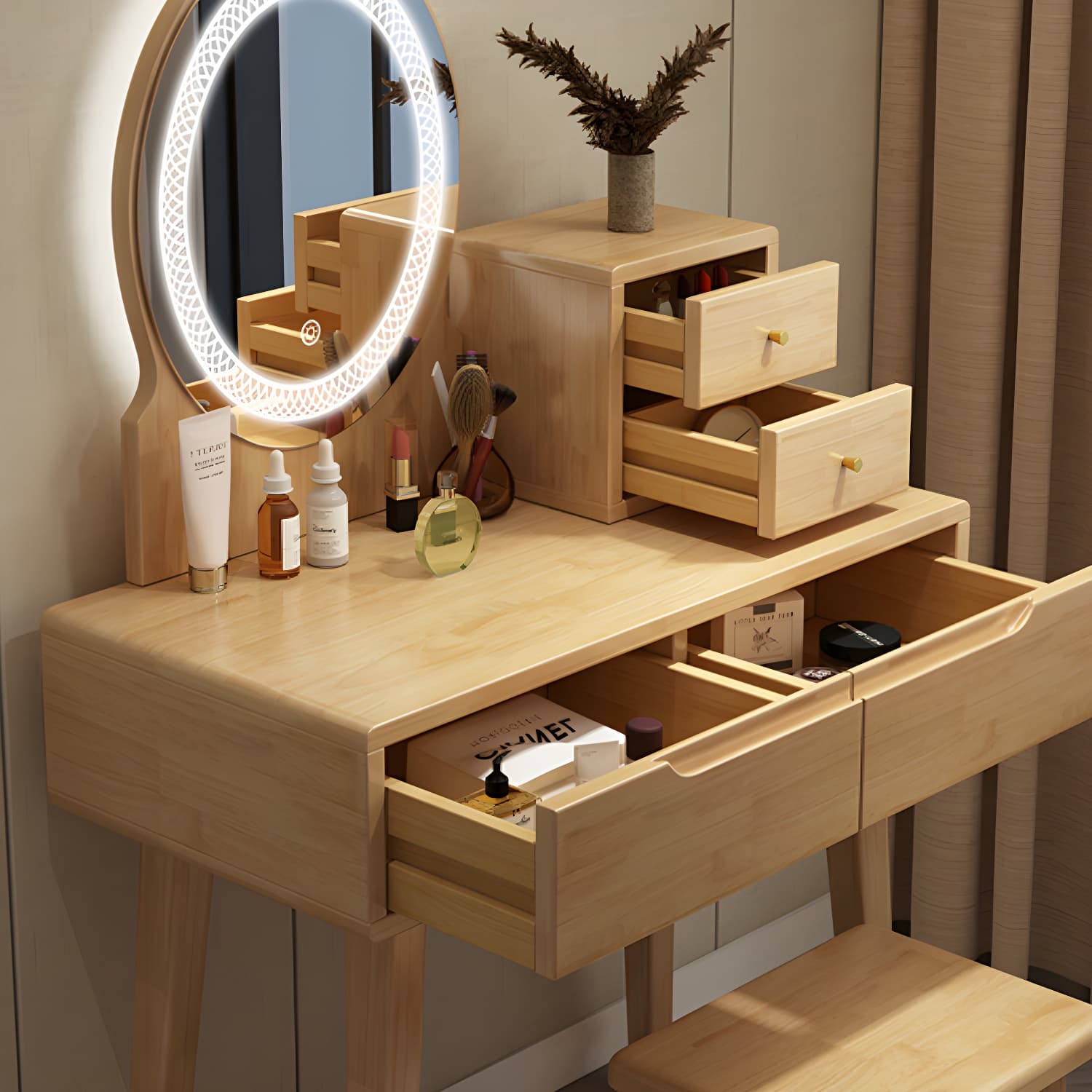Traditions Make-up Vanity Solid Wood Bedroom With Drawer Dressing Table - image 17