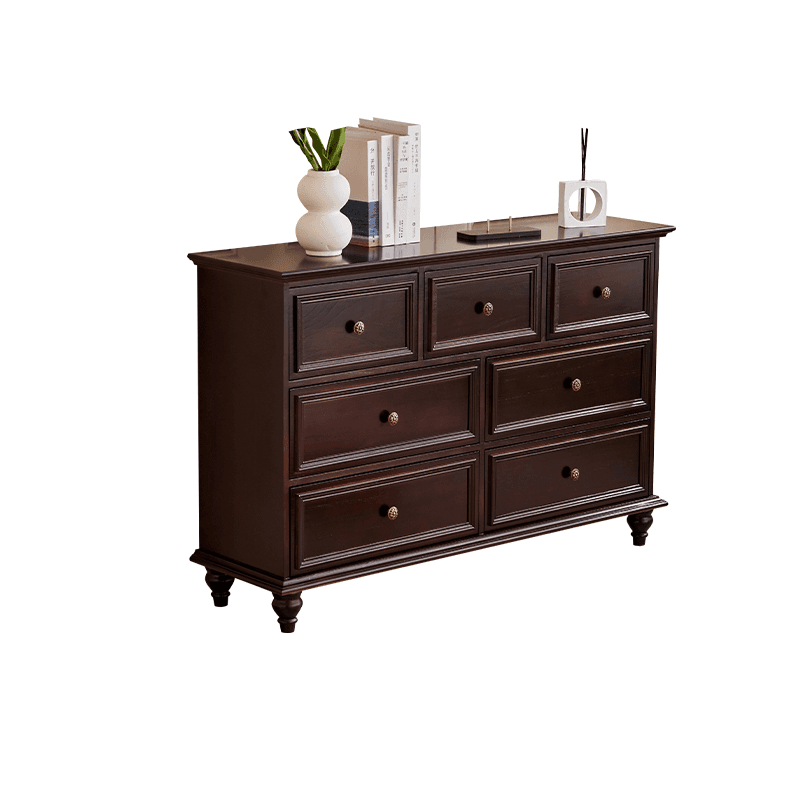 Casual Natural Wood Console Dresser/Semainier with 5/7/9 Drawers in Horizontal/Vertical Orientation