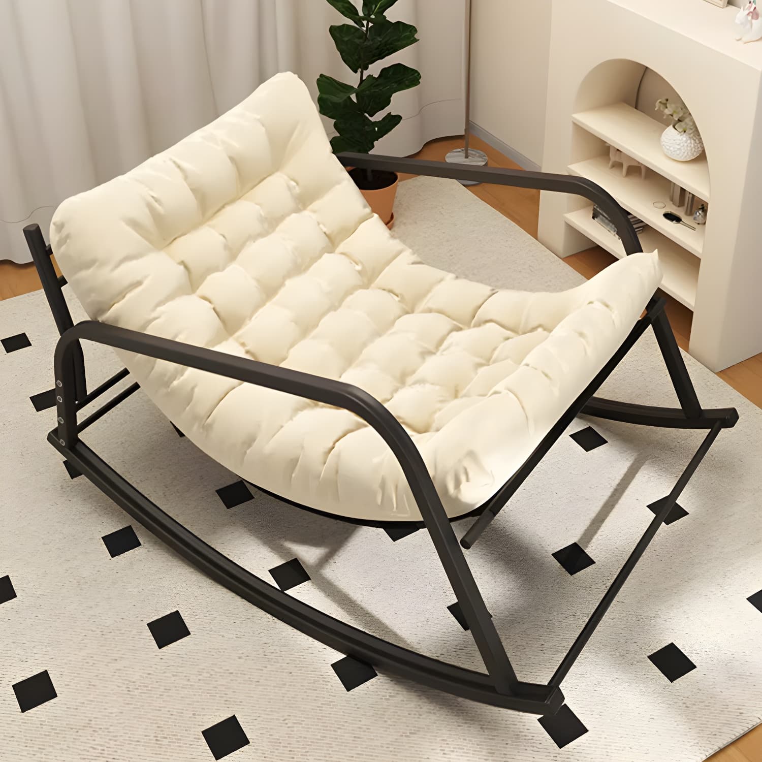Modern Metal Rocking Chair with Sleek Black Legs - Stylish and Comfortable for Indoor Use - image 12