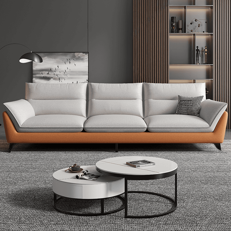 Tech ClothUpholstered Sofa Couch/Single Sofa in Chalk for Parlor with Flared Arm in a Modern Style