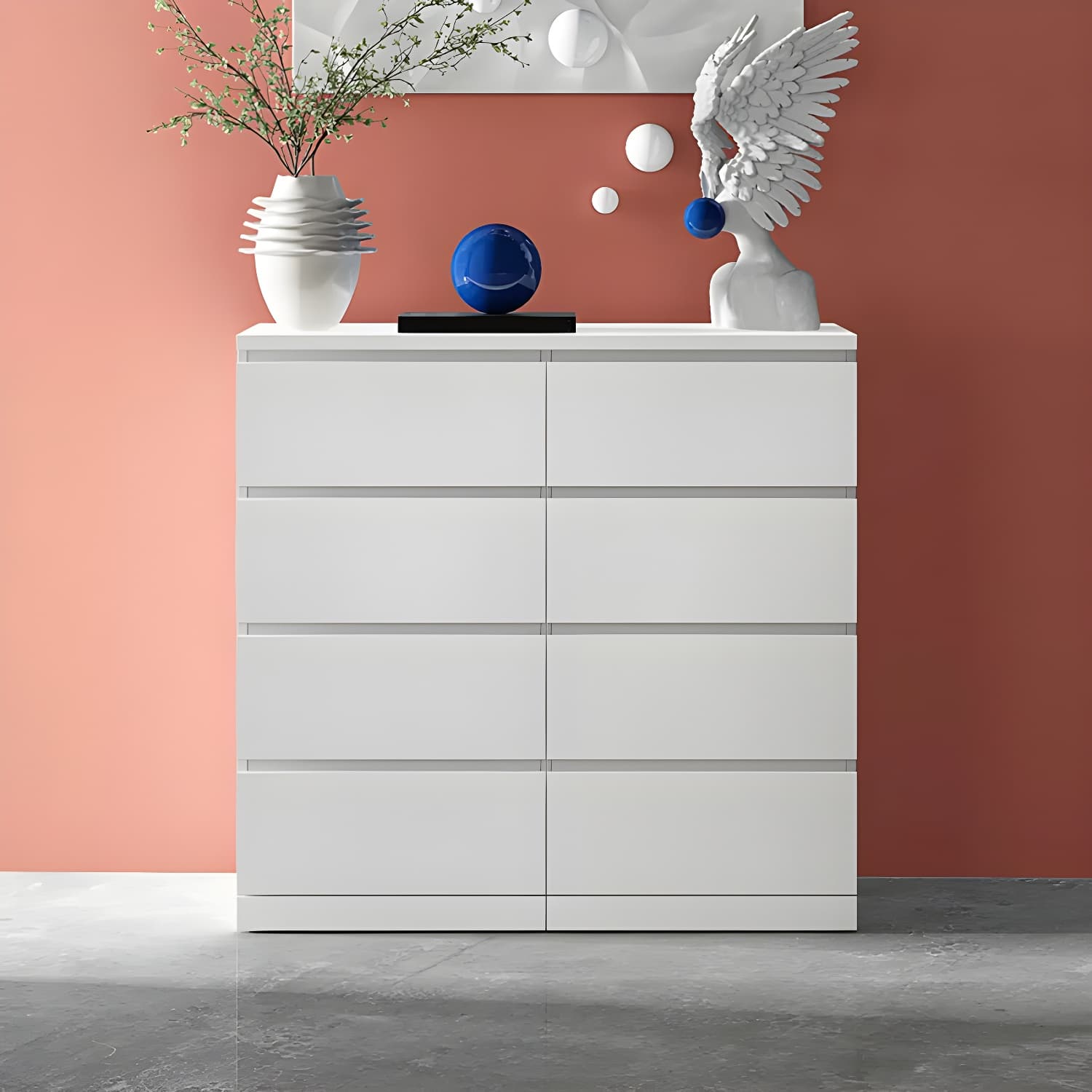 Contemporary 15.7" Wide White Chest Soft-Close Drawers Storage Chest - image 12