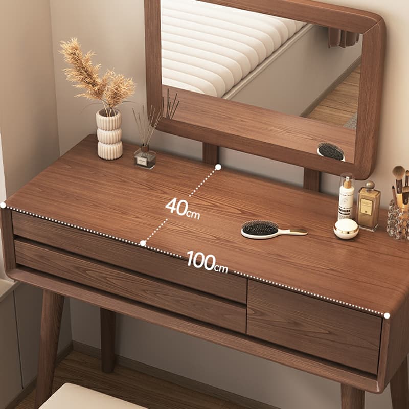 Art Deco Timber Natural/White/Brown Makeup Vanity Set/Makeup Vanity Table with 3 Drawers - image 10