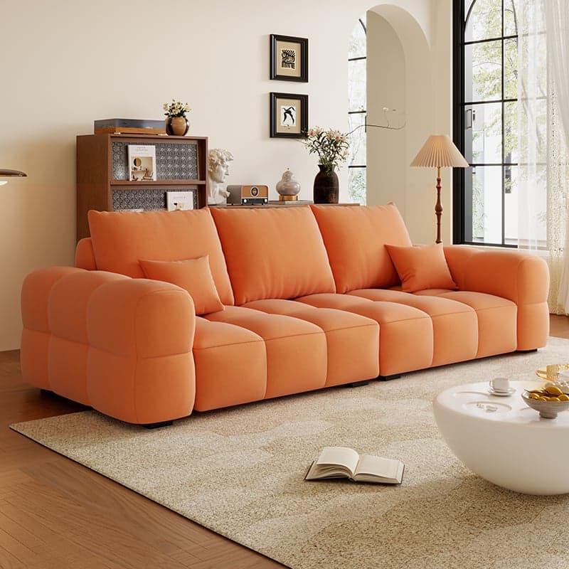 Contemporary Solid Color Tear Resistant Standard Sofa in Light Gray/Ivory/Coffee for 5/4 with 2 Pillows - image 9