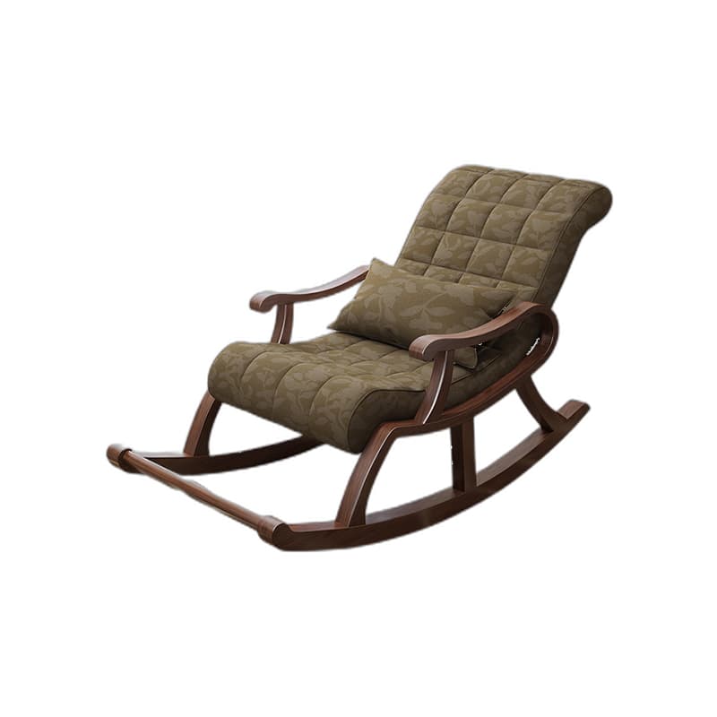 Stylish Modern Upholstered Rocking Chair with Brown Wood Legs and Track Arms - image 15