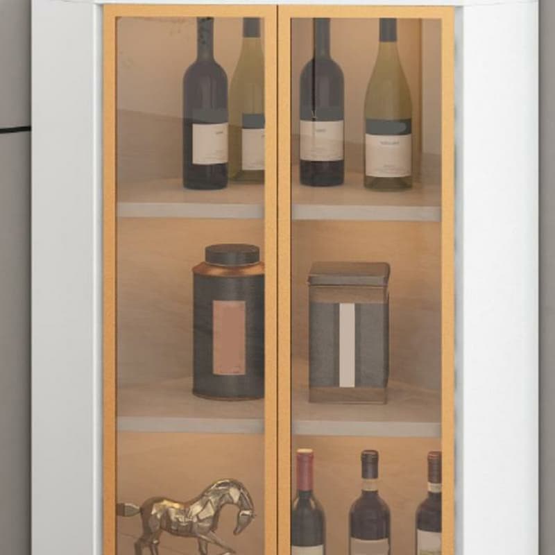 Contemporary Wood Corner Accent Cabinet with Clear Glass Doors, Metal Legs and Interior Shelves - image 19