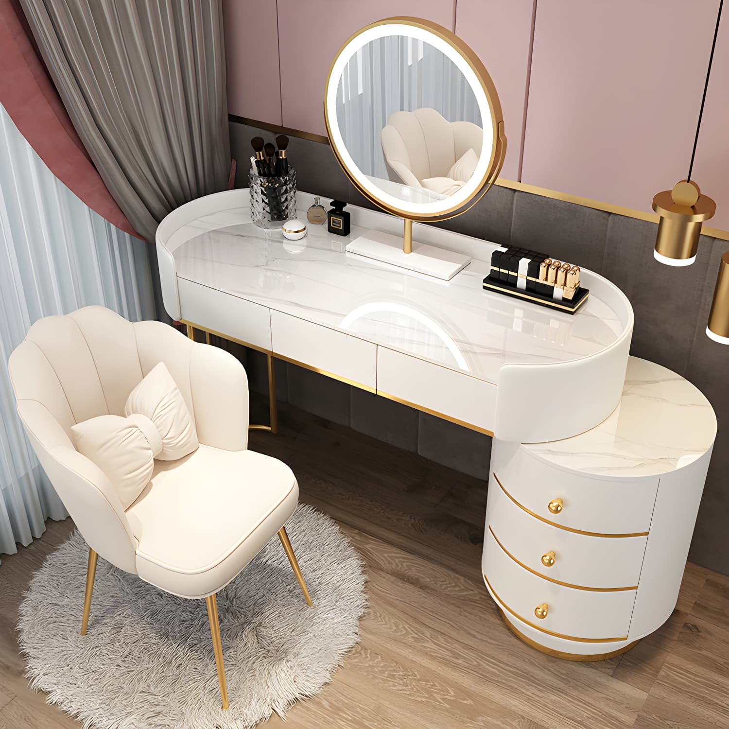 Glam Dressing Table Storage Box with Makeup with Drawers for Bedroom - image 8