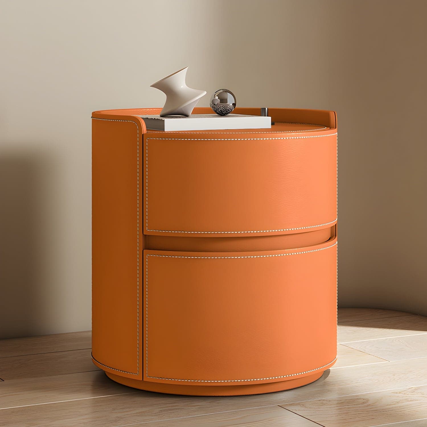 Modern Wood Nightstand with 2 Drawers and No Distressing Brown Color - image 7