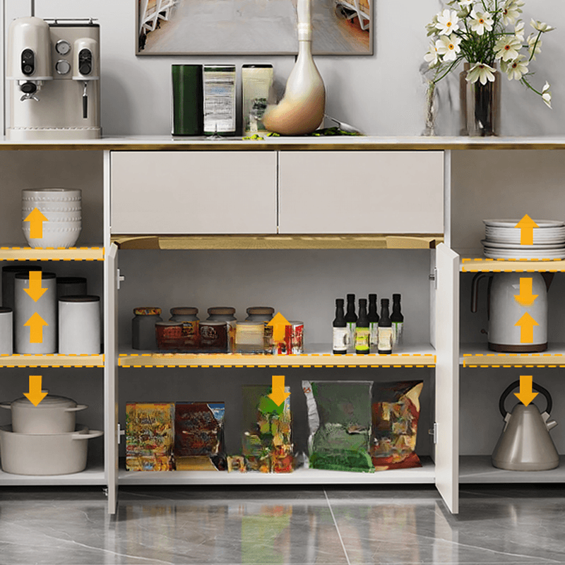 Elegant Standalone Sideboard with 5 Drawers, 5 Doors, and Faux Marble Countertop - image 6
