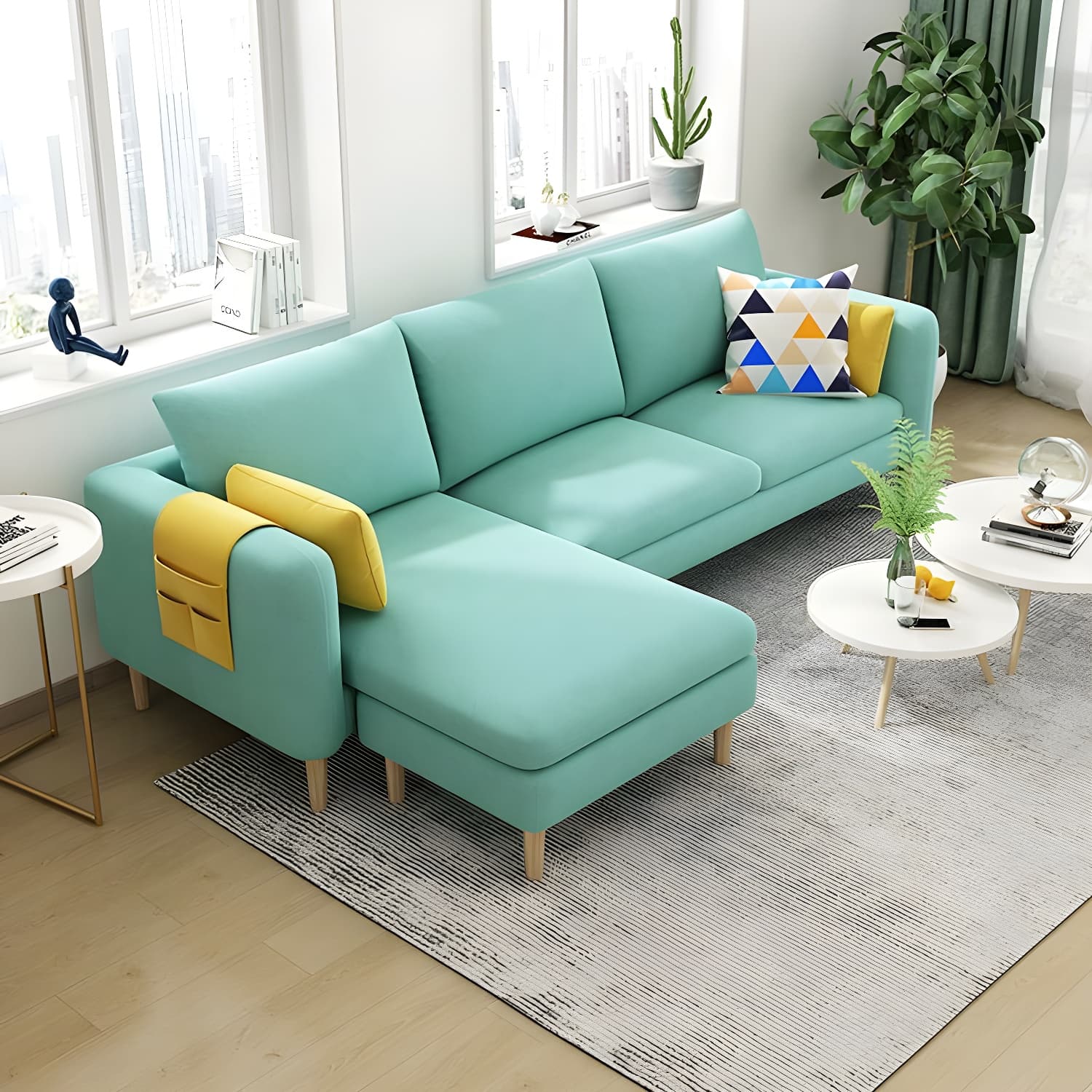 79.5" W L-Shaped Sectional Sofa with Square Arm and Bolster Pillows - image 12