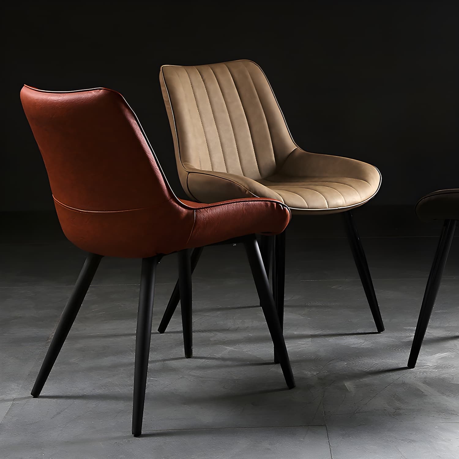 Modern Design Faux Leather Side Chair with 4 Metal Black Finish Legs Solid Back Armless Chair - image 19
