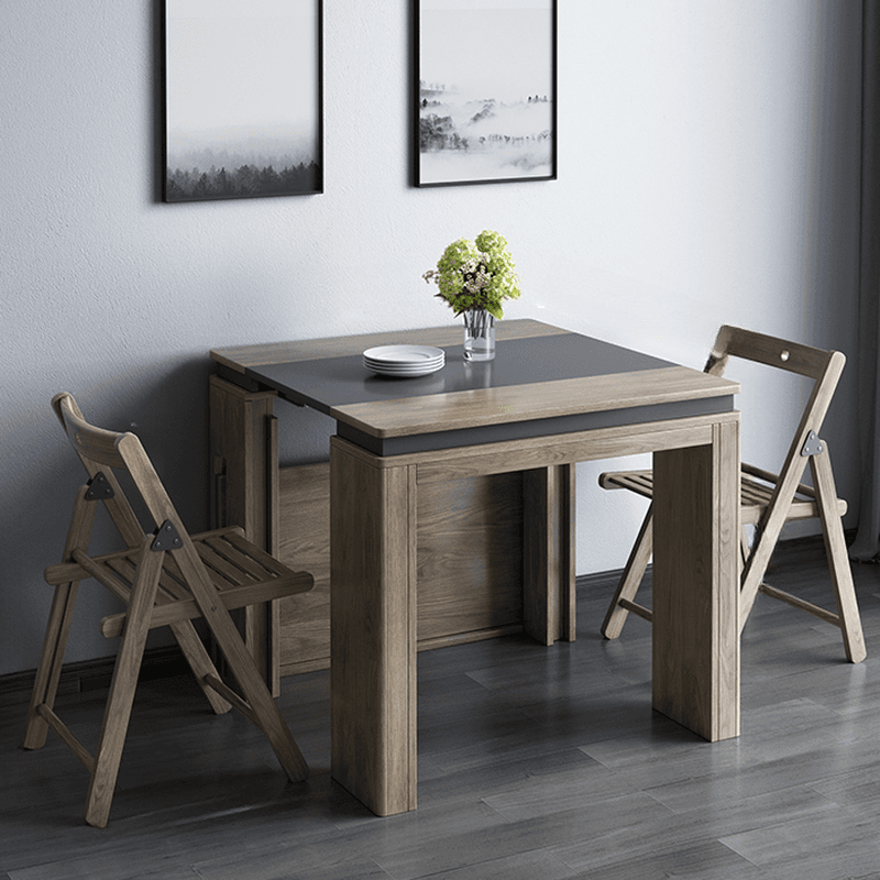 Trendy Rectangular Dining Table Set with Four Legs, Versatile 9-piece/7 Pieces/5 Piece Set, Chalk/Tan/Unfinished Colors