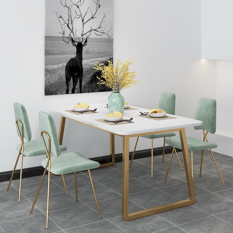 Upholstered Firm Armless Chair with Aureate Legs and Foot Pads for Dinette - image 7