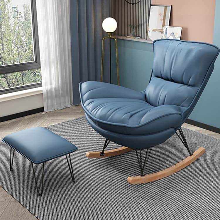 Elegant Upholstered Rocking Chair with Natural Wood Legs - Modern Style for Chic Home Decor - image 14