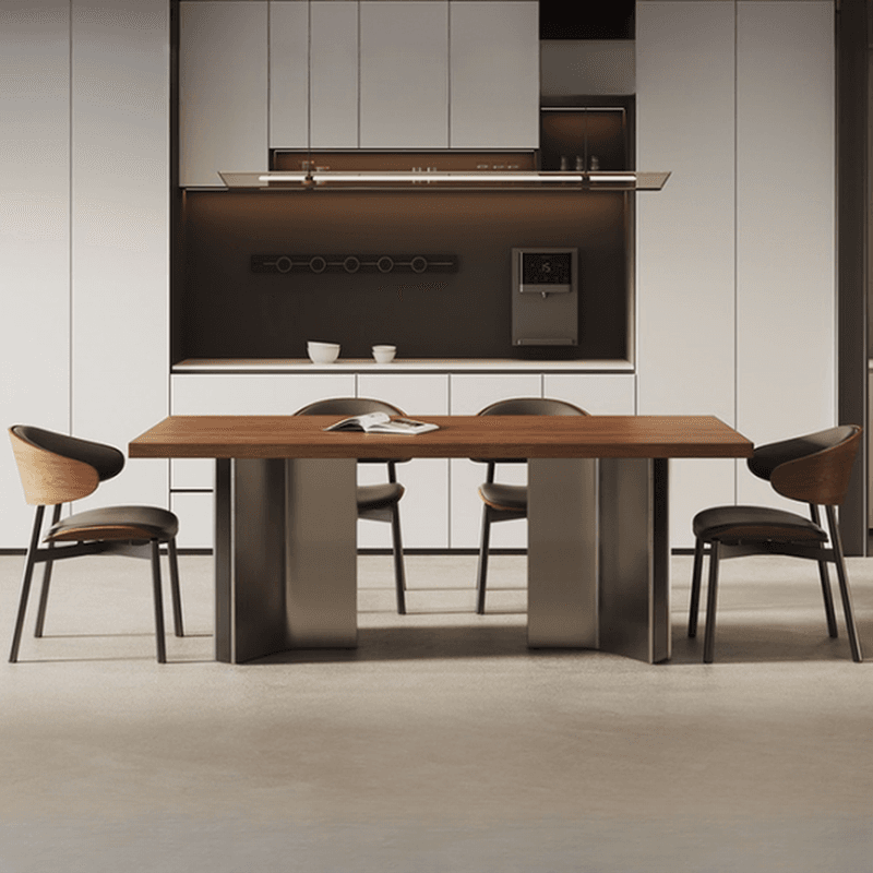 Dining Table Set with Ash Wood Top, Two-sided Pedestal Base, Padded Chair with Back for 6 People/4 People in Auburn