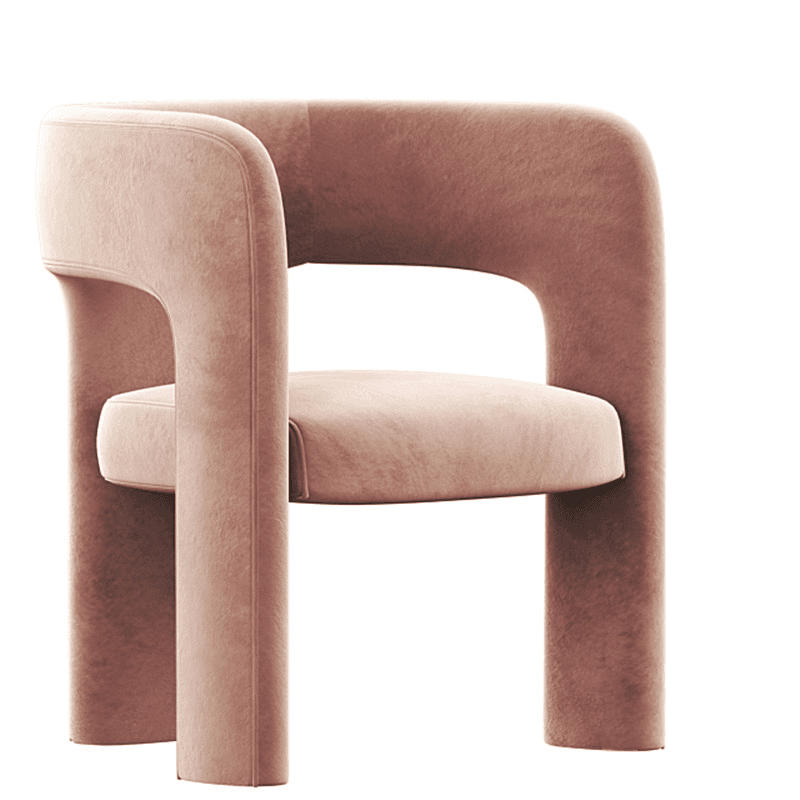 Soft-pile Fabric Upholstered Secure Outlined Arm Chair with Curved Back and Dark Blue/Light Green/Blush Legs in a Nordic Style - image 8