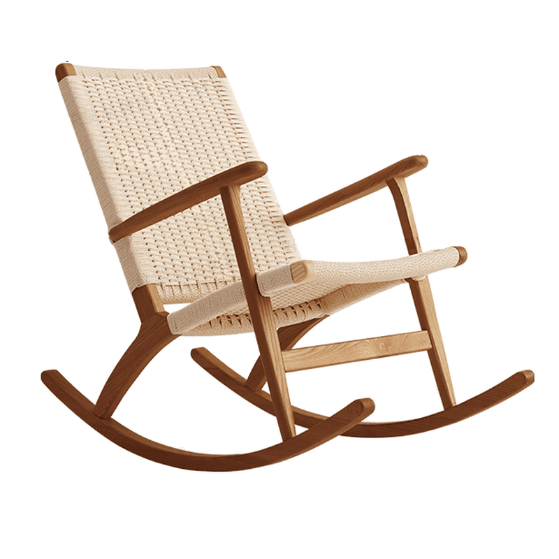 Asian Style Wicker Front Porch Rocking Chairs with Track Arm - image 4