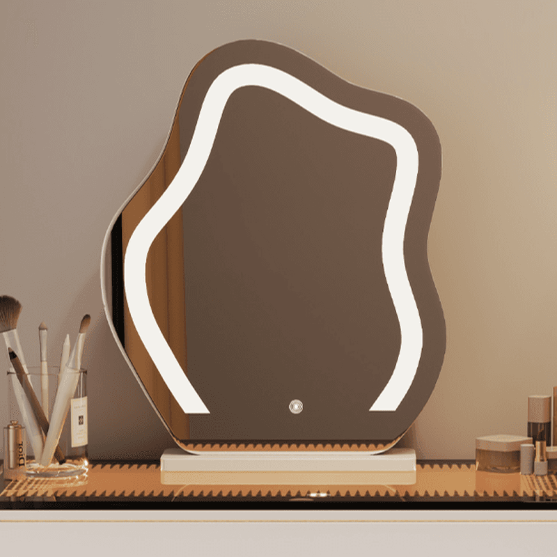 Elegant Vanity Set with Lighting, Electrical Outlet, and Push-Pull Functionality - image 4