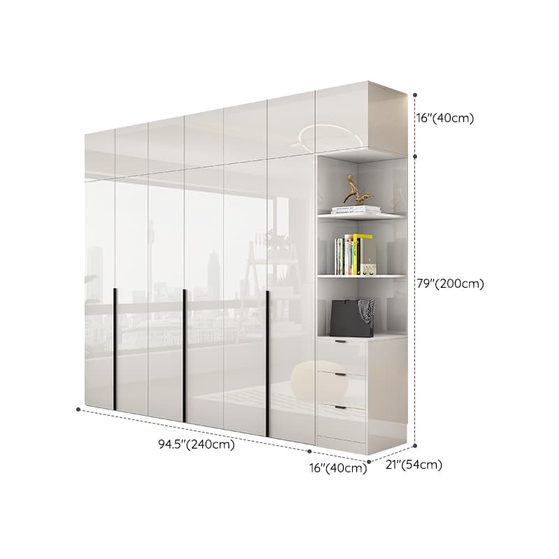 Solid Wood White Wardrobe Armoire with Drawers, Clothing Rod, and Shelves - image 36