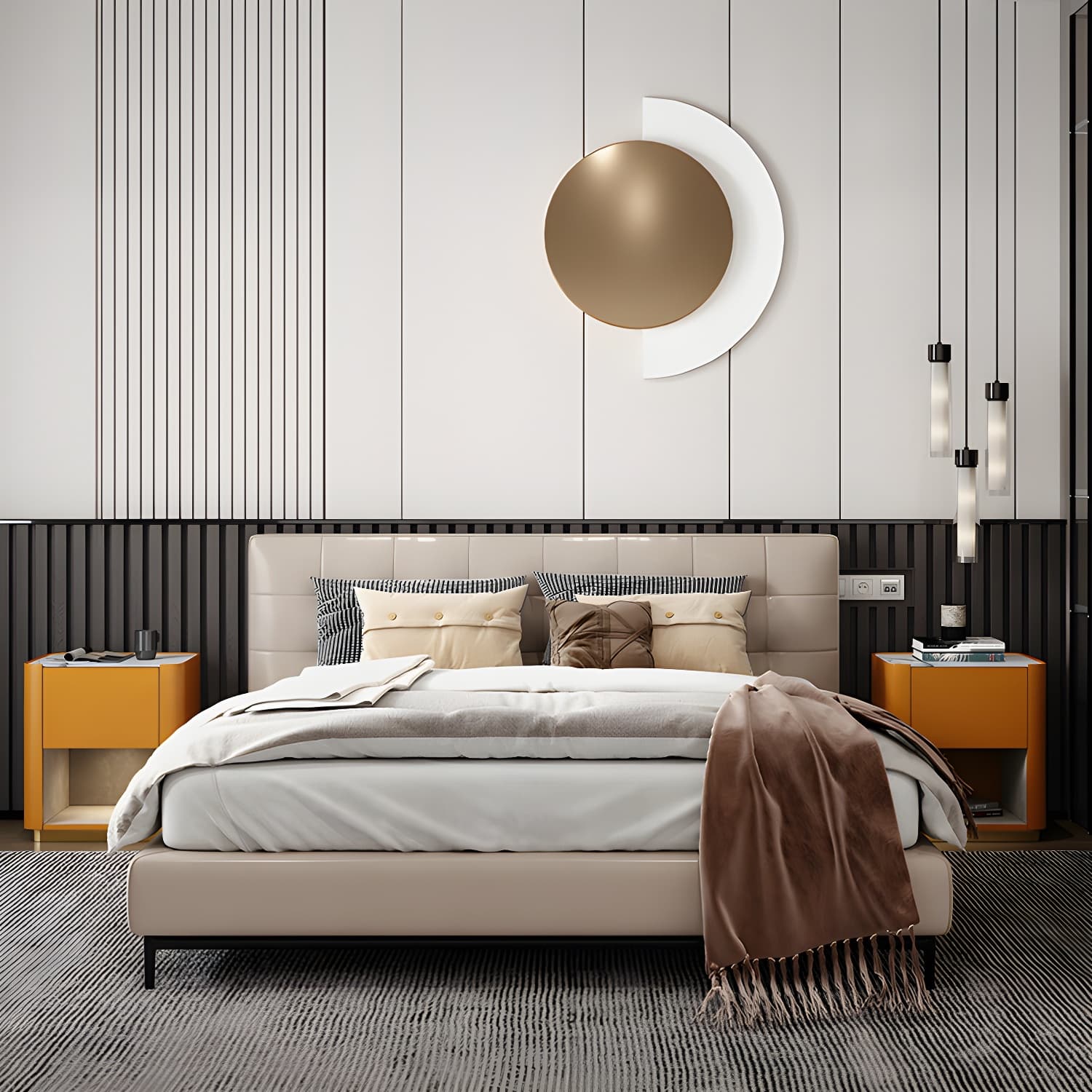 Modern Solid Wood and Slate Night Table Drawer Storage Bed Nightstand - image 17
