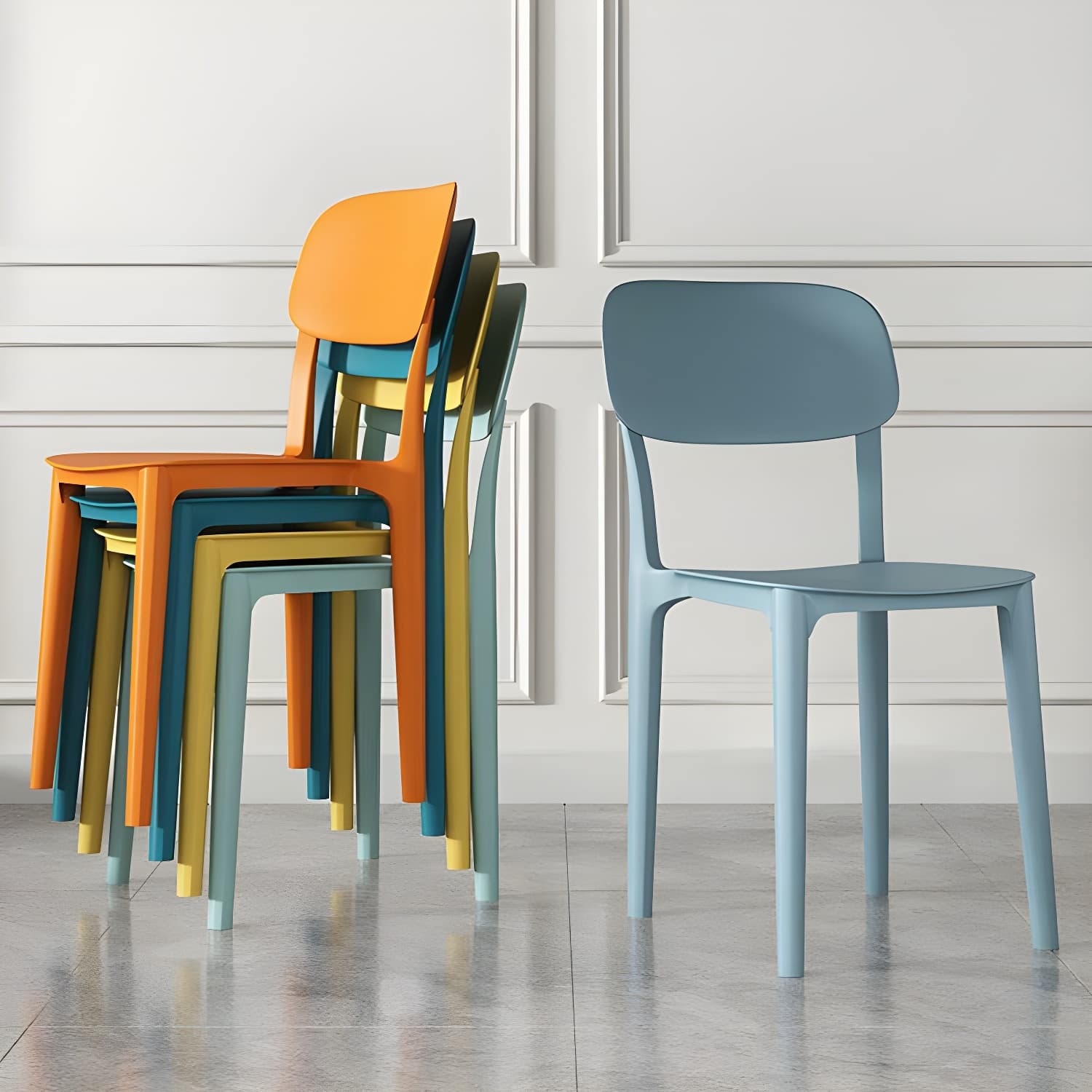 Scandinavian Style Stackable Kitchen&Dining Chair, Plastic and Non-Upholstered - image 10