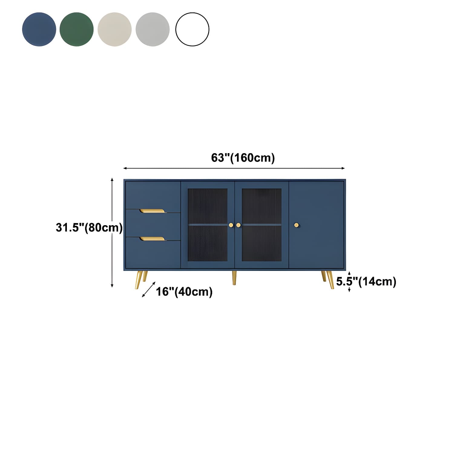 3-Drawer Engineered Wood Sideboard Modern Glass Doors Cabinets Credenza for Living Room - image 18