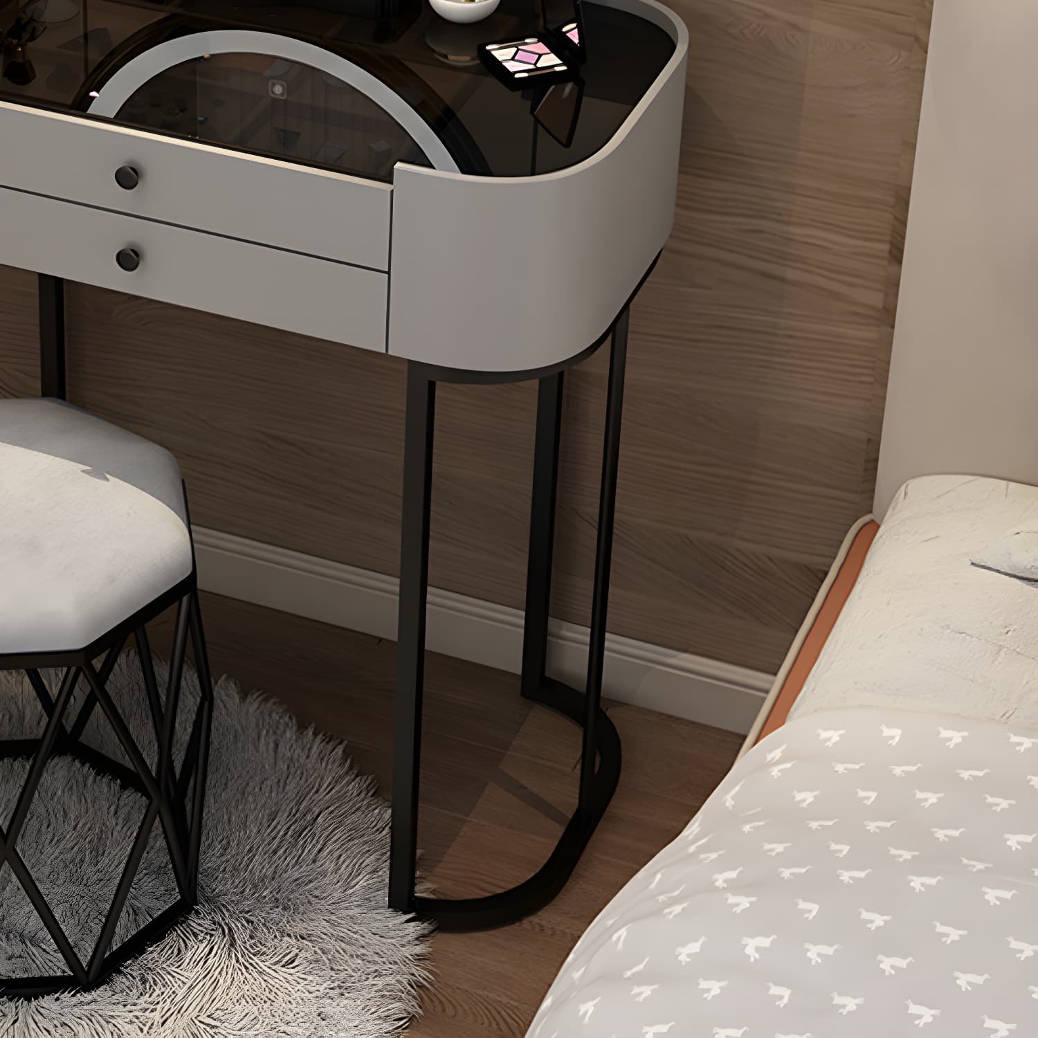 Contemporary Glass Vanity Dressing Table Bedroom Makeup Vanity Desk with Drawer - image 10