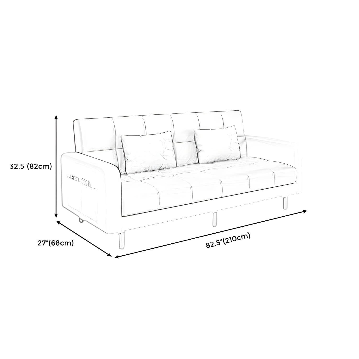 Convertible Biscuit Back Sofa Bed 32.28"High Square Arm Sofa for Apartment - image 27
