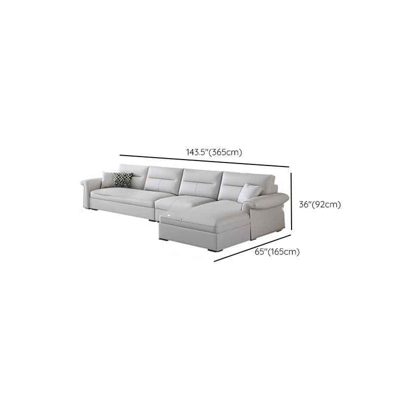 L-Shape/Straight Sofa/Sofa Chaise in Chalk with Under-seat-storage, Right Hand Facing/Horizontal Orientation, and Round Arm - image 14