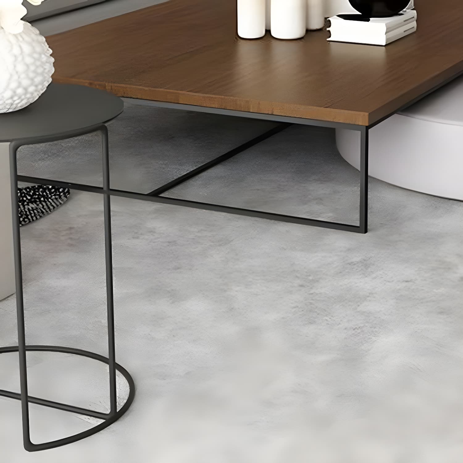 North European Wood Coffee Table Rectangle Frame Cocktail Table - image 7