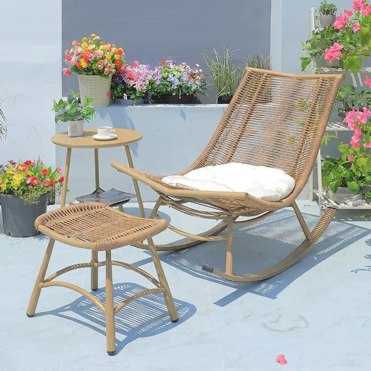Cocoa Craftsman Wicker Front Porch Rocking Chairs with Separable Pillowcase - image 4