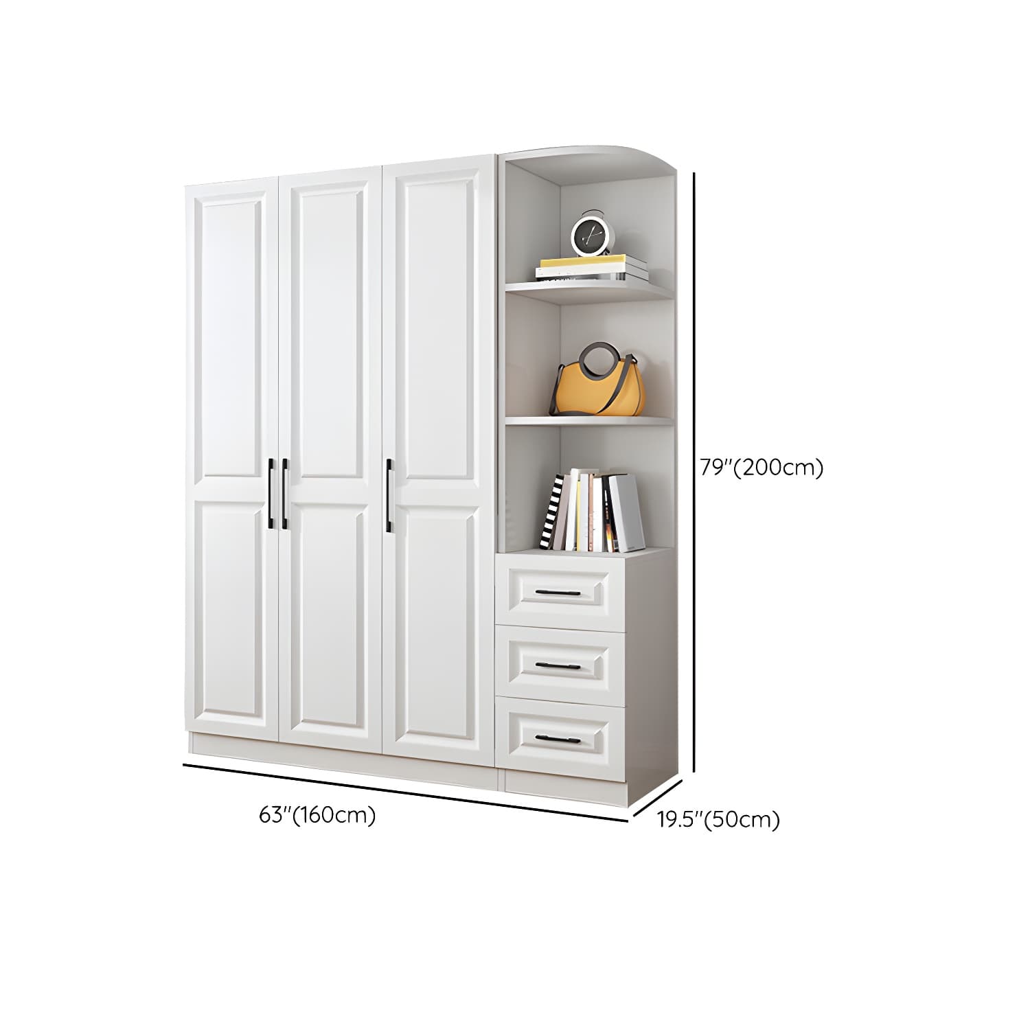 Modern White Wood Wardrobe Armoire with Shelves & Clothing Rod - Spacious and Stylish - image 26