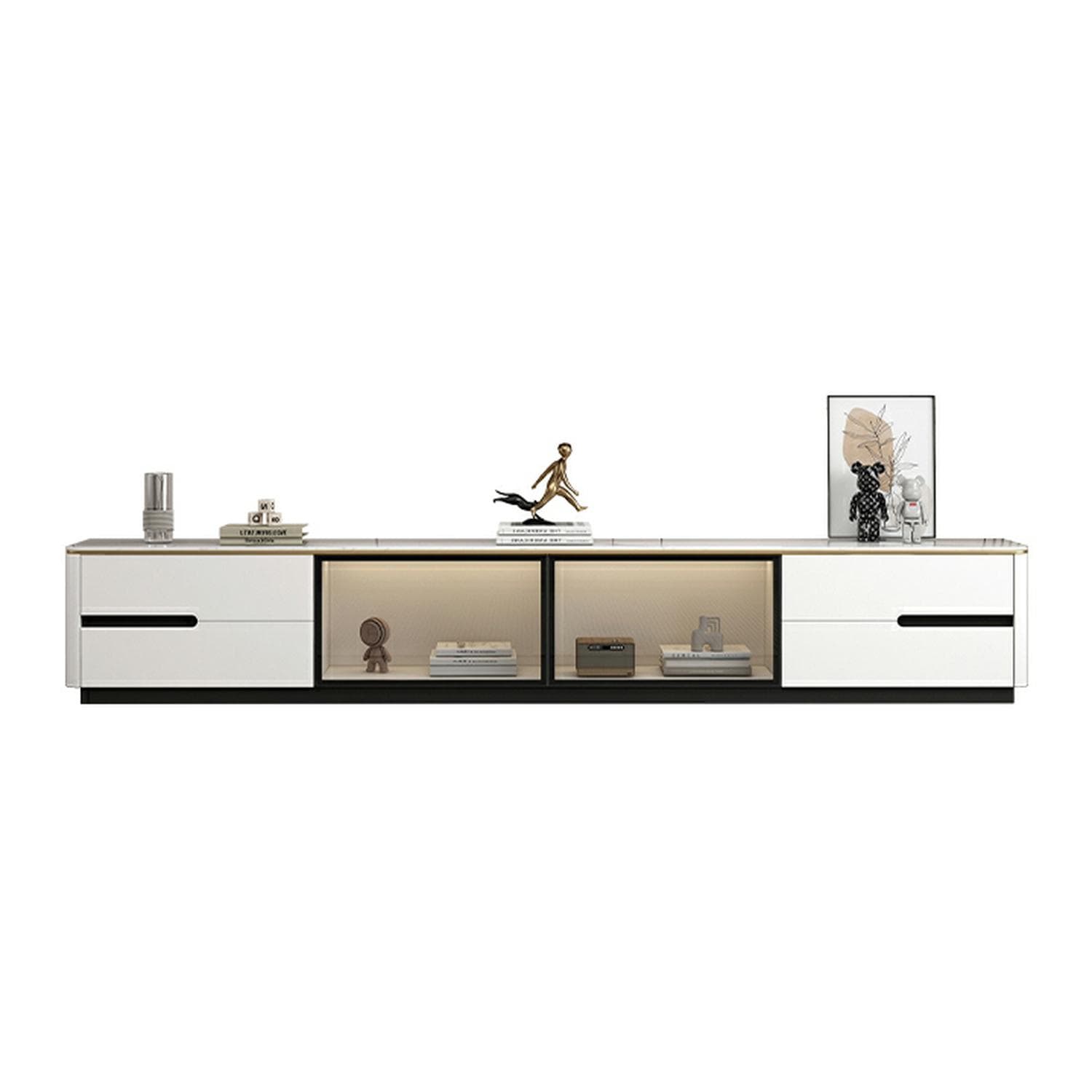 Modern Stone TV Stand with Drawers and Cabinet Low Profile Cable Management Fully Assembly Required - image 8