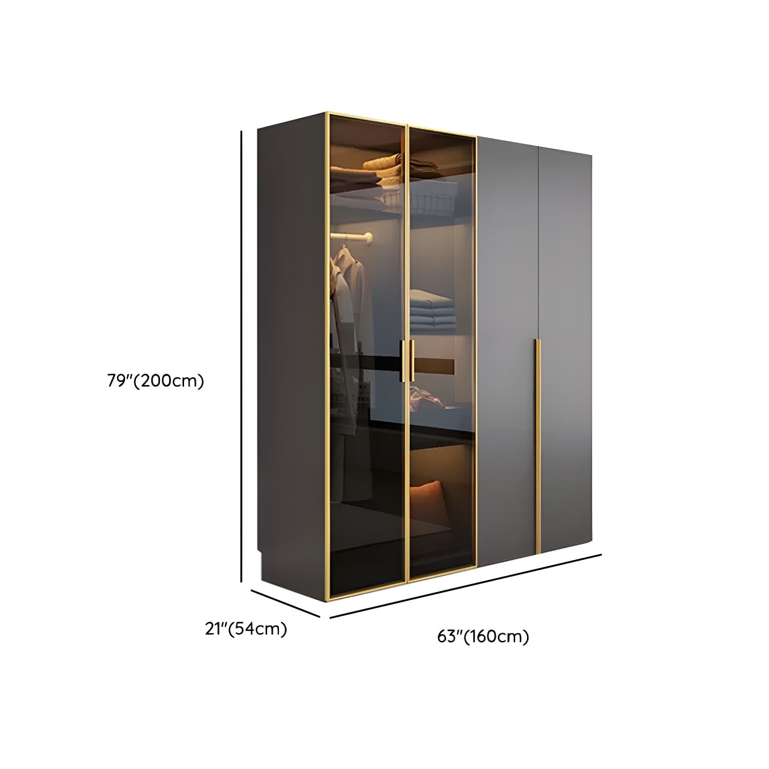 Modern Grey Wood Wardrobe Armoire with Drawers & Adjustable Shelves - image 13